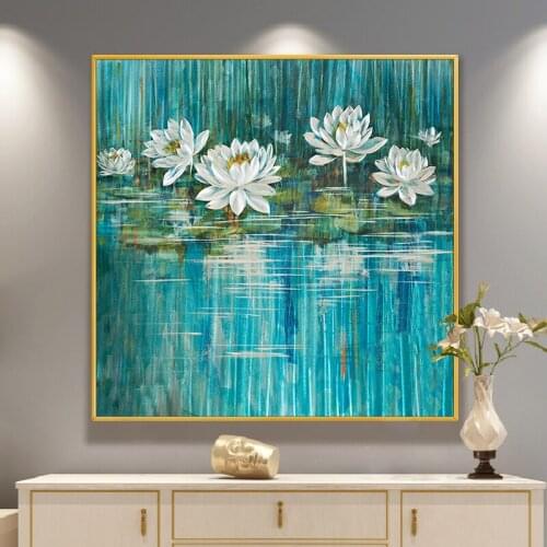 EECAMAIL 5D DIY Full Diamond Painting No Frame Water Lily Famous Painting Nordic Diamond Embroidery Cross Stitch Painting