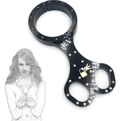 Fetish Slaves Restraints Neck Collar Handcuffs Lockable Bondage Shackles Chastity Device SM Adult Games Sex Shop For Couples