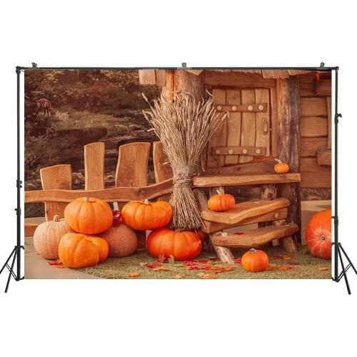 HUAYI Photography Backdrop Halloween Pumpkins Farm Baby Child Birthday Customize Photo Background Studio Portraits Photocalls