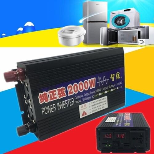 Pure Sine Wave inverter 12V/24V 110V 60Hz 500W/1000W/ 2000W Voltage transformer Power Inverter DC12V to AC 110V Power Converter