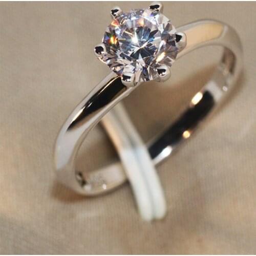 Luxury Female White Bridal Ring 925 Sterling Silver 18K Gold Wedding Band Jewelry Promise Love Round Engagement Rings For Women