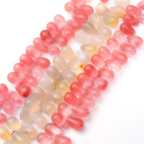 60pcs Hot Natural Stone Amazonite Pendant Turquoises Agates Quartz Waterdrop Loose Beads Charms for Jewelry Making Necklace Free