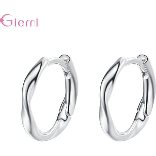 Fashiom Simple Wave Circle Hoop Earrings 925 Sterling Silver Earrings For Women Girl Wedding Minimalist Jewelry Bijoux