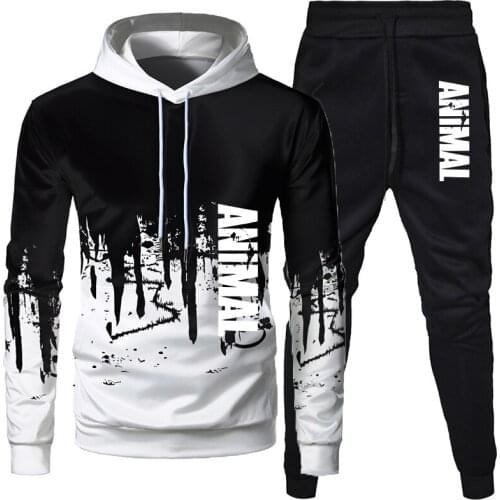 2021 New Mens Sportswear 2-piece Suit Mens Autumn And Winter Mens Sportswear Casual Hooded Top + Pants Suit Sports Suit