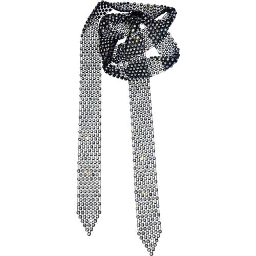 New Fashion Elegant Women Tie High Quality Korean Style Rhinestone Ladies Necklace Necktie Great for Party