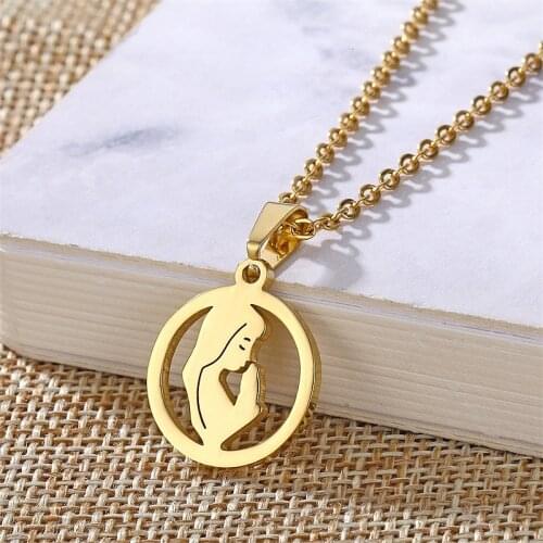 Fashion Virgin Mary Necklace Stainless Steel Women Men Catholic Jewelry Lady of Guadalupe Charms Pendant Gold Chain Accessories