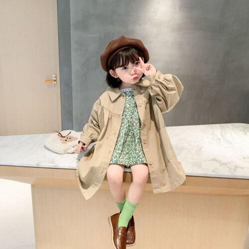 Popodion 2021 Spring And Autumn New Girl Korean Style Long Trench Coat CHD20457