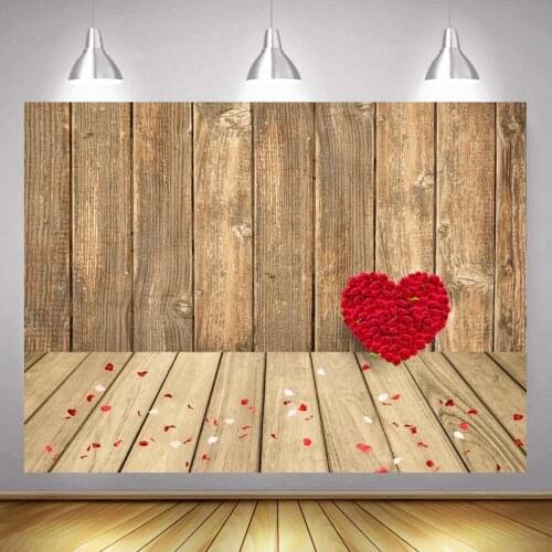 Romantic Valentines Day Series Picture Red Rose Wood Backdrop Couples Party Venue Decorative Photography Studio Background