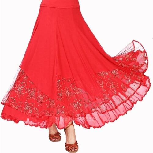 5 Colors New Flamenco Skirt for Women Gypsy Style Lace High Waist Big Swing Dress Spanish Bullfight Modern Dancing Stage Wear