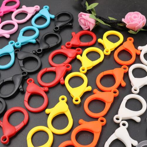 35mm Colorful Plastic Lobster Clasps Key Chain Key Ring Lamp Shape Buckle Snap Hook For DIY Jewelry Making Findings Wholesale