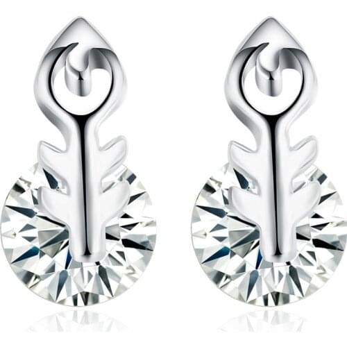 ZEMIOR Arrow Shape Small Earrings For Women Genuine 925 Sterling Silver Luxury Cubic Zircon Earring Studs Jewelry New Arrival