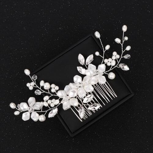 Trendy Bridal Hair Accessories Women Hairwear Wedding Hair Jewelry Bride Tiara Hair Comb Pearl Hair Accessories White Hair Comb