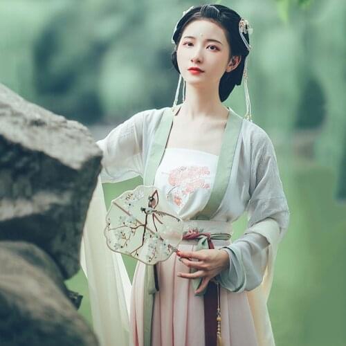 Women Embroidery Hanfu Classical Dance Costume Chinese Festival Outfit Fairy Dress Lady Performance Clothes 3 Pcs Set DF1065