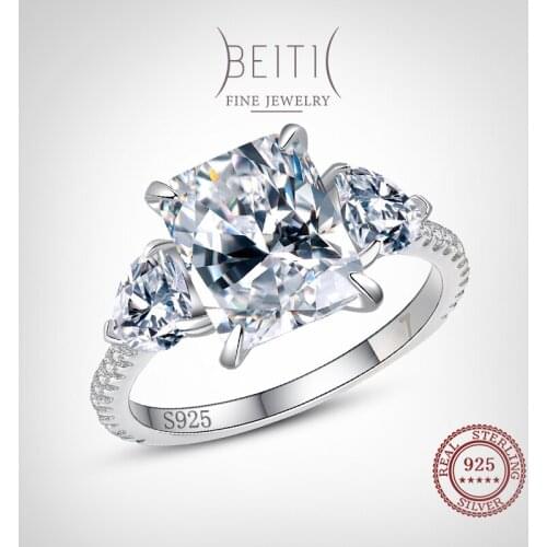 Beitil Luxury Dazzling Irregular Shape Clear Zircon 925 Sterling Silver Rings For Women Girls Party Accessories Jewelry