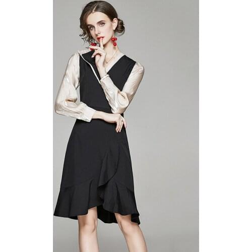 2021 New Fashion Elegant Dress Spring Autumn Office Dress Women High Quality Fashion Designer Dresses Robe Femme