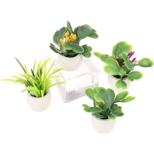 1:12 Dollhouse Miniature Green Plant In Pot Furniture Home Decor Accessories Pretend Paly Toys