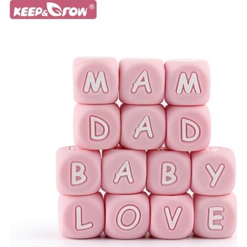 10pcs Baby Letter Beads 12mm Silicone PBA Free Food Grade DIY Teether Necklace Nursing English Alphabet Letters Silicone Bead