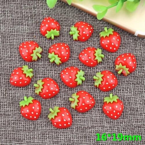 20pcs 16x19mm Resin Red Strawberry Flatbacks Crafts Embellishments Cabochon DIY Decorations For Scrapbooking Cardmaking