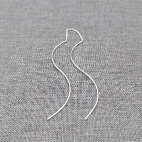 2prs of 925 Sterling Silver U Earring Threader Ear Wire Thread Earring Component