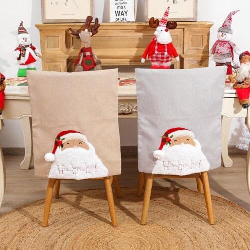 4pcs/set Christmas Chair Covers 2021 New Year Red Santa Claus Slipcovers Kitchen Table Chair Covers Christmas Holiday Party Deco