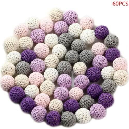 60Pcs 20mm Chunky Round Crochet Wooden Beads Baby Teether Nursing Making Crafts