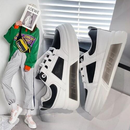 White Shoes Womens 2021 Spring New Style Korean-Style Thick Bottomed Casual Sports Student Platform Running Shoes