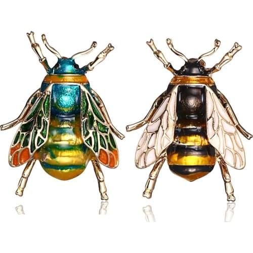 Insect Bumble Bee Painting Oil Brooch Women Cute Animal Golden Tentacles Yellow Green Enamel Brooches Jewelry