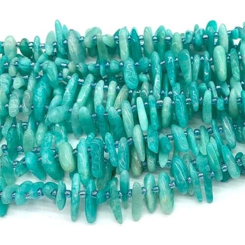 Veemake Amazonite Slabs Slices Stick Teeth Drill Side Comb Beads For Jewelry Making Natural Necklace Bracelets Earrings 06881