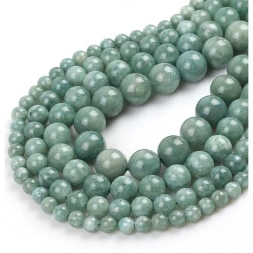 Natural Angelite Burmese Jades Stone Round Beads Loose Spacer Beads For Jewelry Making DIY Bracelet Accessories 15''6/8/10/12mm