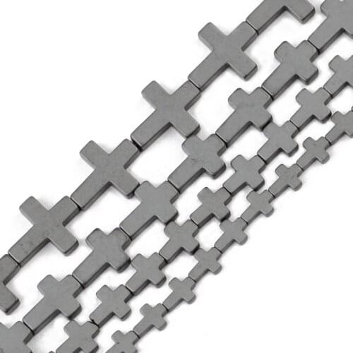 JHNBY Jesus Cross Matte Black Hematite Natural Stone magnetite 6/8/10/14MM Loose bracelet beads for Jewelry Making DIY Findings