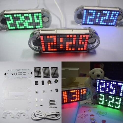DIY DS3231 Touch Key Precision High-Brightness LED Dot Matrix Display Desktop Alarm Clock Kit