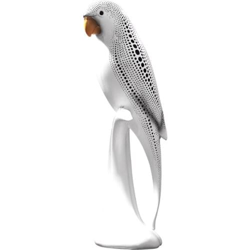 35CM NORDIC MODERN SIMPLE ARTS ANIMAL PARROT FIGURINES BLACK AND WHITE DOT BIRD STATUE RESIN ART&CRAFT HOME DECORATION R3134