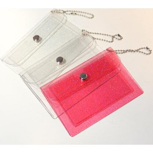 INS wind transparent card bag student wallet girl heart card set key ring meal card public bank card clip