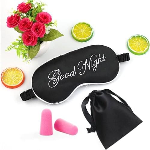 Eye Mask Sleep Earplug Silk Dream Night Mask Aid Sleeping Sort Band Cover For Women Men Travel Imitation Silk Relax Blindfold