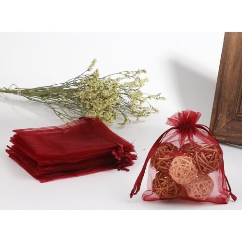 8Seasons Organza Jewelry Bags Drawstring Rectangle Multicolor Necklace Jewelry Storage (Usable Space: 9.5x9cm)12cm x 9cm,50 PCs