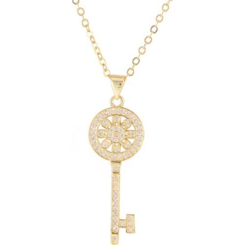 Fashion Jewelry Vintage Zircon Key Charms Necklace For Women Accessories Handmade Chain Pendants Bijoux Collares Mujer Best Gift