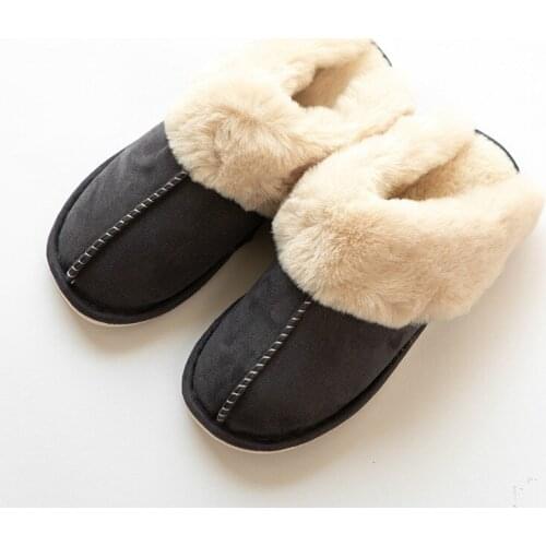 Men Winter Home Slipper Furry Plush Simple Shoes Male Comfortable Indoor Cotton Slides Men Non-slip Soft Sole Men Shoes