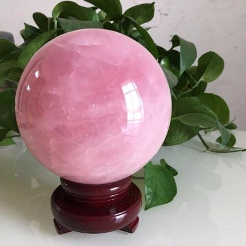 Natural Pink Rose Quartz Crystal Healing Ball Sphere + Stand