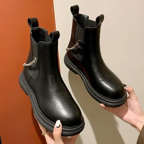 2021 New Martin Boots Autumn Thin Womens Thick-soled Net Red Short-tube Fashion Boots Set Foot High Boots Children