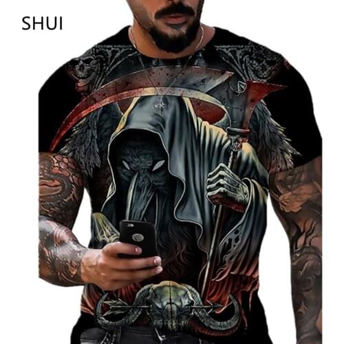 2021 Summer New 3D Printing Mens SKULL SHIRT Fashion Casual Short-sleeved Plus Size Street Hip-hop Clothing camiseta hombre