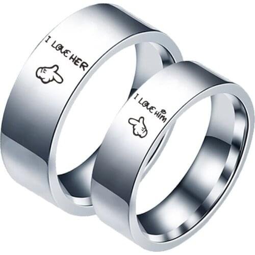 Couple Rings Stainless Steel Rings for Women and Men Fashion Jewelry I Love Her I Love Him love Lovers Ring gifts Accessories