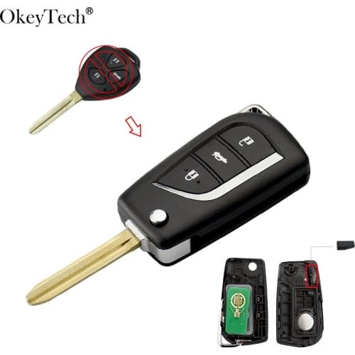 OkeyTech Remote Control Modified Key 3 Buttons 315Mhz 4D68 Chip TOY43 Blade for Toyota Camry Corolla Prado RAV4 Vios Hilux Yaris