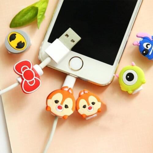 PVC Cute Data Winder Cartoon Cable Protector Durable Data Line Protective Cover Charging Cable Winder Colorful OPP Bag Packing