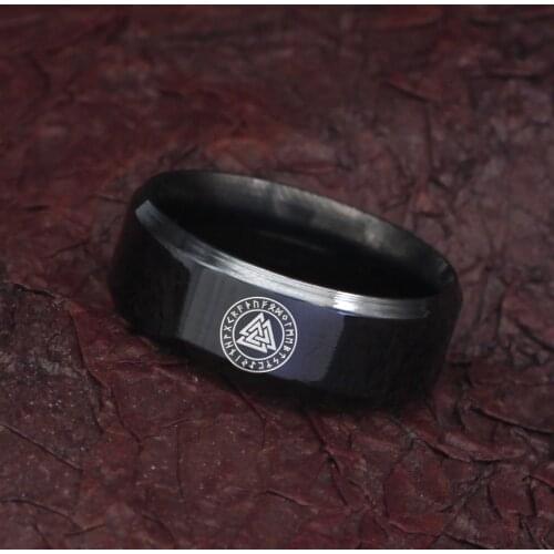 Viking Rune valknut Ring Stainless steel with Valknut Gift Bag