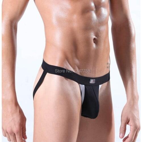 Sexy Men Cotton Points Warehouse Design Thongs Underwear Penis Hole & Penis Sheath T-Back Gay Underwear