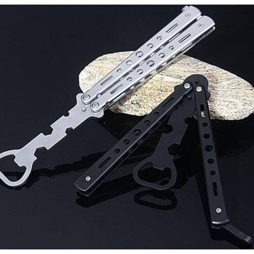 Foldable Butterfly Knife Portable Transformable Blunt Balisong Pocket Trainer Survival Knife Training Tool for Outdoor Game