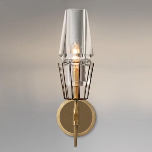 Post modern glass shade wall light bronze wall sconce bedside lighting loft wall lamp staircase corner lamp nordic mounted lamps