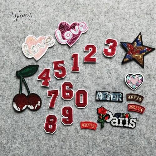 High quality Number Letter Heart Embroidered Iron for Patches DIY Kids Cartoon For Clothes Stickers Badge Clothing Accessories