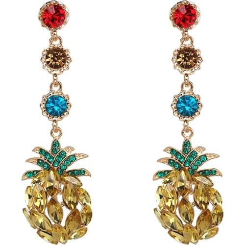 Plant Design Birthday Earring Woman Wholesale New Statement Big Earrings For Women 2021 Party Rhinestone Dangle Ear Ring Za