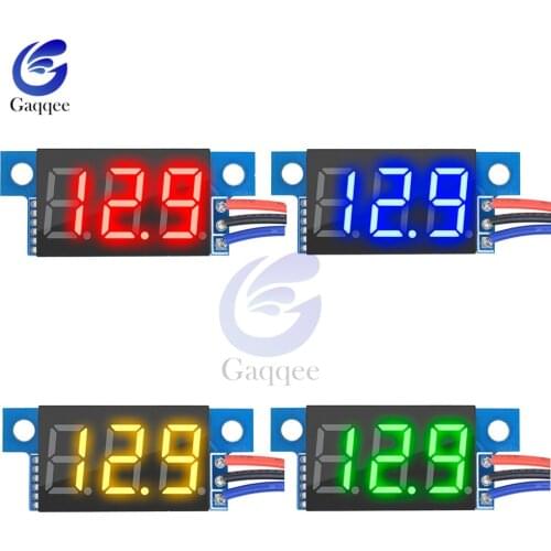 0.36 Inch DC 0-100V LED Mini Digital Voltmeter Blue/red/green LED Display Volt Meter Gauge Volt Voltage Panel Meter 3 wires